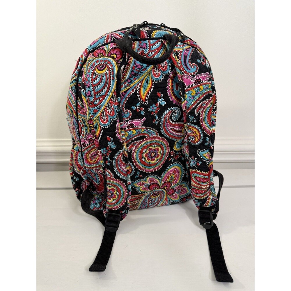 ✿ Vera Bradley Paisley Backpack Laptop School Travel Bag Multicolor Cotton - Picture 2 of 11